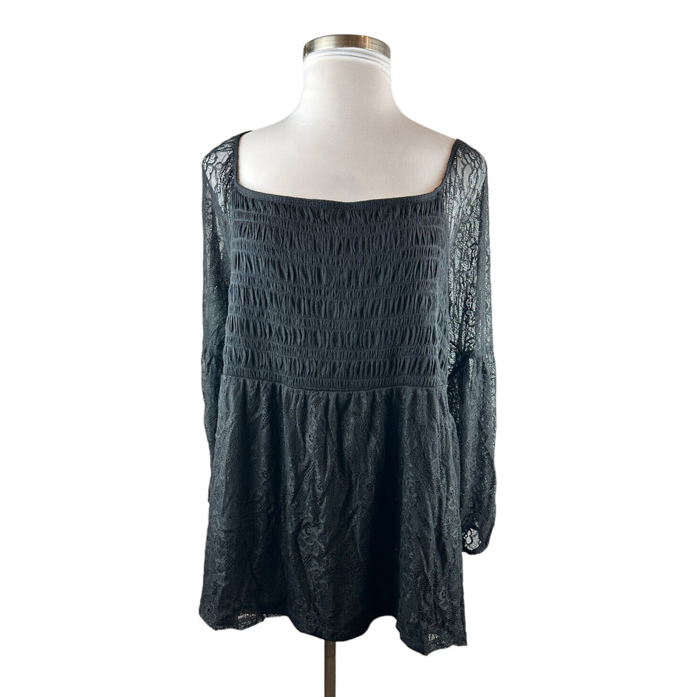 NWT Torrid Babydoll Stretch Lace Smocked Bodice Square Neck Top Sweetheart 5 5X - Picture 12 of 12